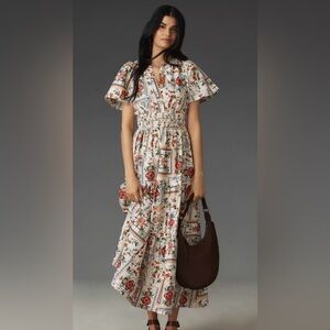 Anthropologie NWT Somerset Maxi Dress - Ivory Tile Print in Small